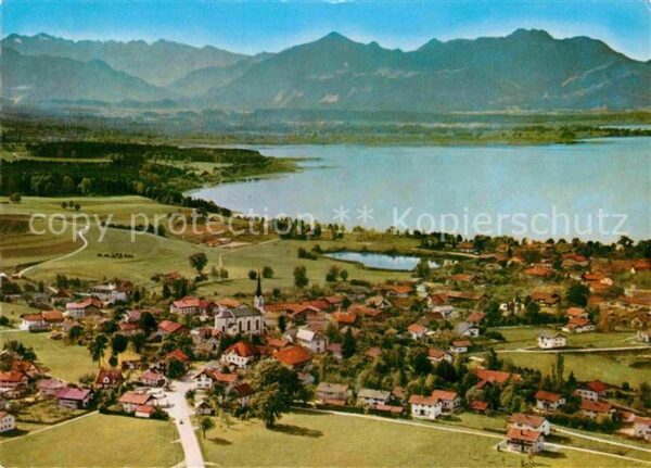 Chieming Chiemsee Fliegeraufnahme mit Wildem Kaiser und K