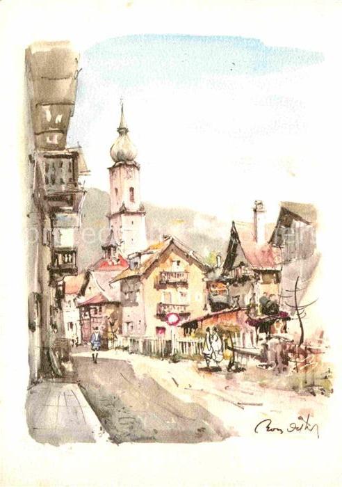 Garmisch-Partenkirchen Dorfmotiv Illustration