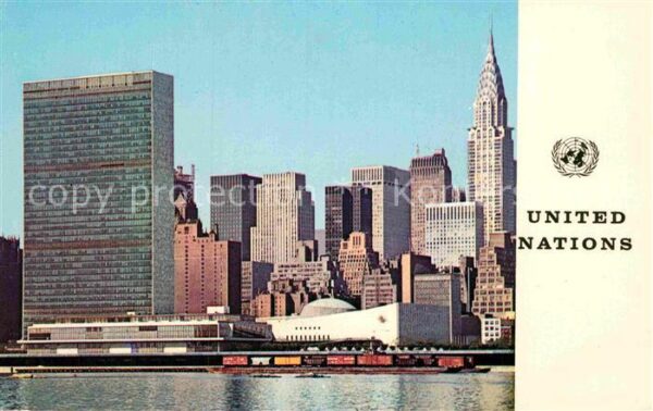 New York City United Nations and Skyline East River