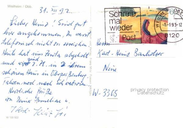 Weilheim Oberbayern Kirchenpartie mit Brunnen – Bild 2