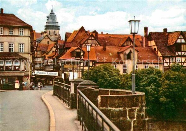 Hann. Muenden Weserbrücke mit  St. Blasienkirche
