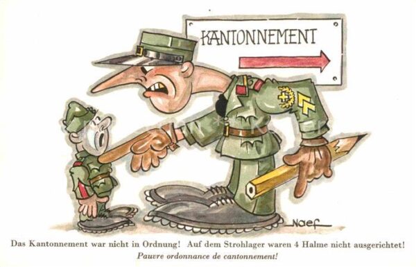 Militaria Humor Kantonnement Künstlerkarte Naef