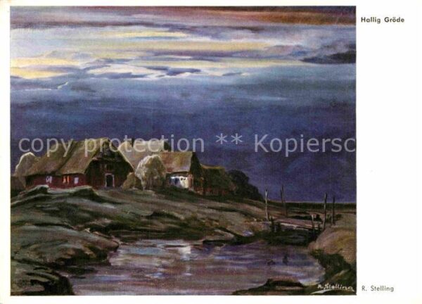 Kuenstlerkarte Rudolf Stelling Hallig Gröde