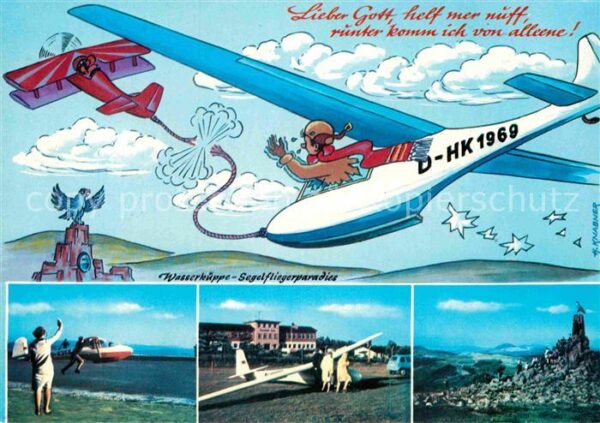 Segelflug Gliding Vol-Voile Vuolo-a-Vela Wasserkuppe Rhön Künstlerkarte H. Knabe