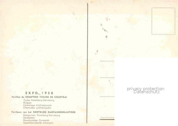 Exposition Universelle Bruxelles 1958 Pavillon du Comptoir Tuilier de Courtra – Bild 2
