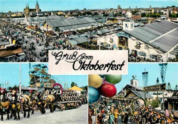 Oktoberfest München Brauerei-Pferdegespann Löwenbrä