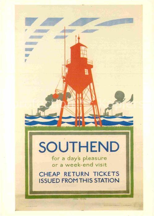 Leuchtturm Lighthouse Southend 1927 Poster C. Pears