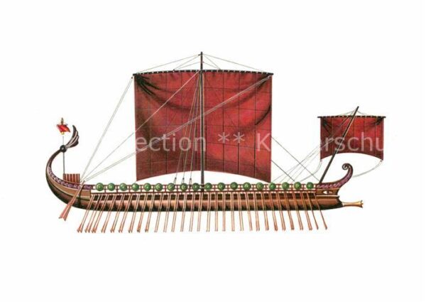 Schiffe Ships Navires Kriegsschiff Attische Triere Zeichnung