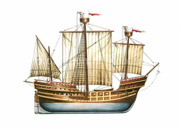Schiffe Ships Navires Hansekogge um 1470 Zeichnung Swoboda