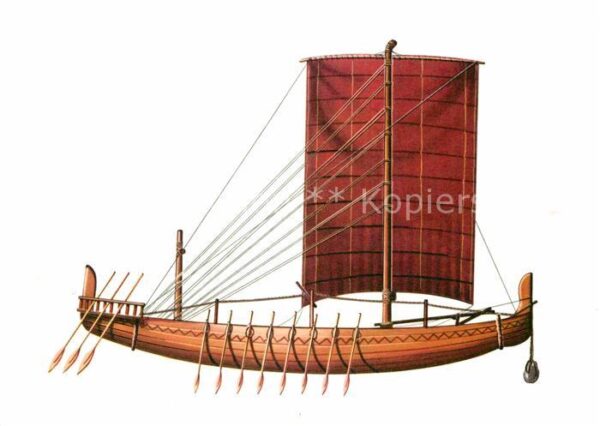 Schiffe Ships Navires Altägyptisches Segelschiff Zeichnung Sw