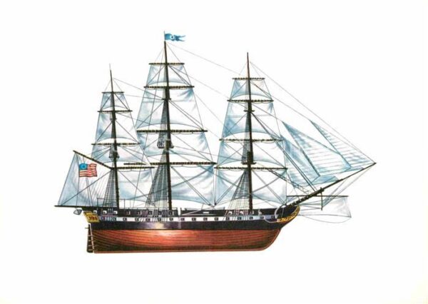 Schiffe Ships Navires Fregatte Constitution 1794 Zeichnung Sw