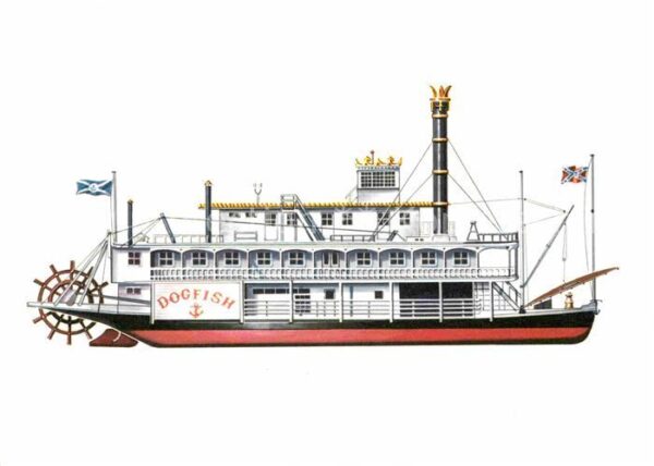 Dampfer Schaufelrad Mississippi-Flussdampfer 1868 Zeichnung