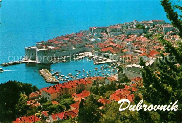 Dubrovnik Ragusa Panorama Blick auf Hafen und Altstadt F