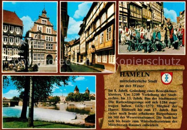 Hameln Weser Altstadt Fachwerkhaus Partie am Fluss W