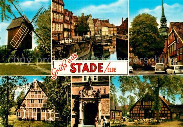Stade Niederelbe Bockmühle Windmühle Alter Hafen Altstad