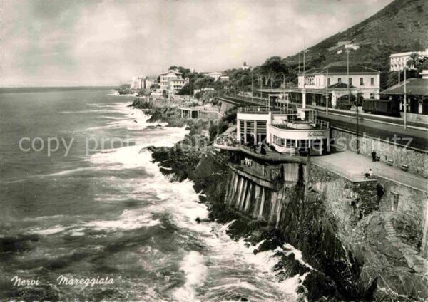 Nervi Mareggiata Panorama Küste