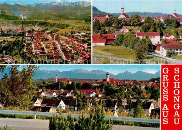 Schongau Ortsansicht mit Kirche Alpenpanorama Fl