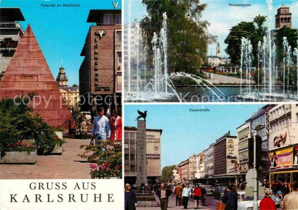 Karlsruhe Baden Pyramide am Marktplatz Wasserspiele Kai