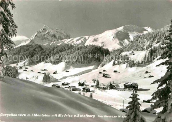 Gargellen Vorarlberg Winterpanorama mit Madrisa und Schafber