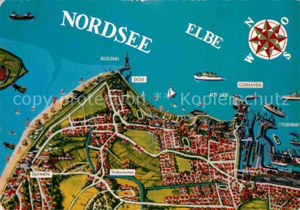 Cuxhaven Nordseebad mit Döse und Duhnen aus der Vogelperspe