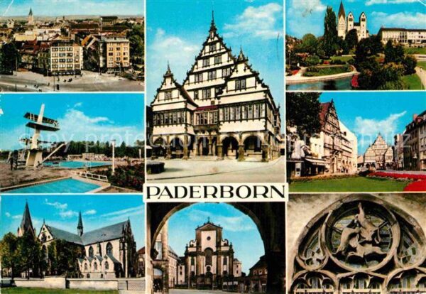 Paderborn Stadtpanorama Freibad Dom Rathaus Kirch