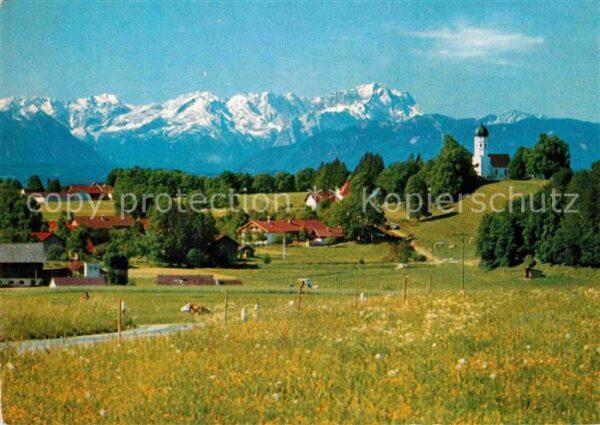 Holzhausen Starnberger See Ortsansicht mit Kirche Wettersteingebir