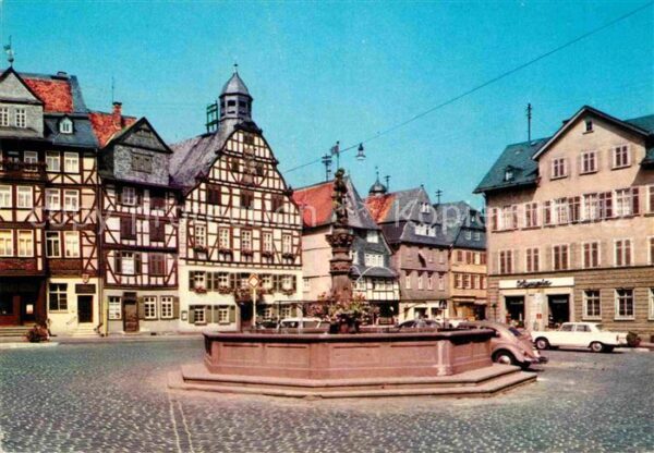 Butzbach Marktbrunnen Rathaus Fachwerkhäuser