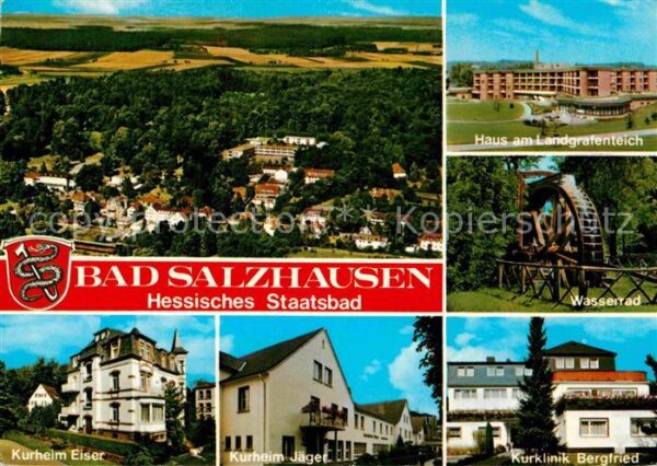 Bad Salzhausen Haus am Landgrafenteich Wasserrad Kurkl