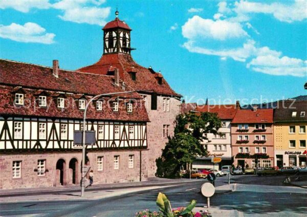 Eschwege Blick zum Schloss Fachwerkhaus