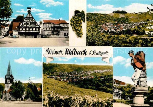 Uhlbach Stuttgart Rathaus Kirche Fachwerkhaus Panorama We