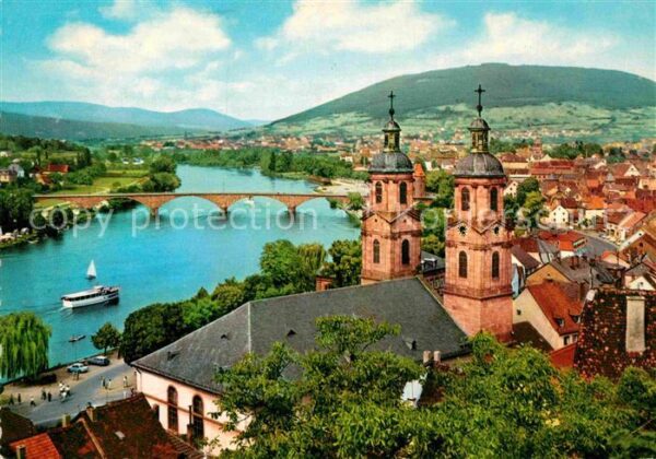 Miltenberg Main Stadtpanorama mit Mainbrücke Kirche