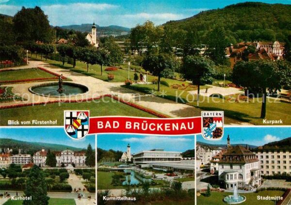 Bad Brueckenau Blick vom Fürstenhof Kurpark Stadtmitte