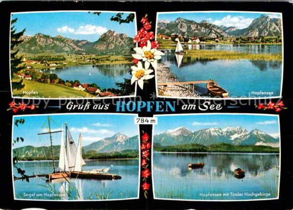 Hopfen See Gesamtansicht mit Alpenpanorama Segeln
