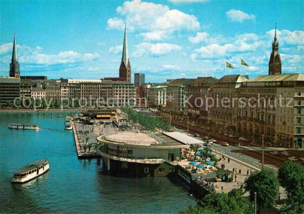 Hamburg Jungfernstieg mit Jacobikirche Petrikir