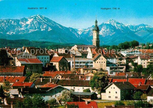 Traunstein Oberbayern Ortsansicht mit Kirche Luftkurort Winte