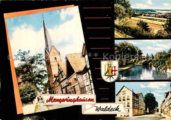 Mengeringhausen Ortsmotiv mit Kirche Schwanenteich Land