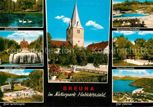 Breuna Schlossteich Kirche Burgschwimmbad Saue