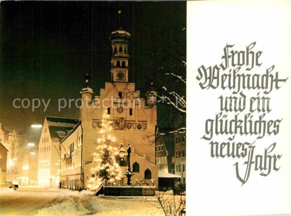 Kempten Allgaeu Rathausplatz Brunnen Rathaus im Winter