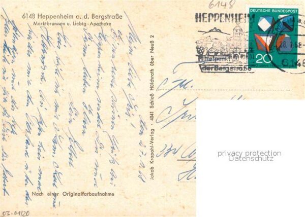 Heppenheim Bergstrasse Marktbrunnen und Liebig Apotheke – Bild 2
