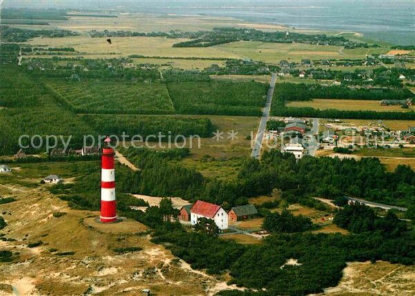 Amrum Fliegeraufnahme mit Leuchtturm Süddorf