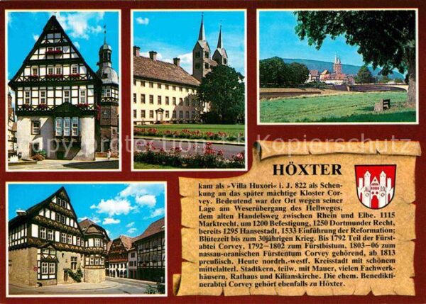 Hoexter Weser Rathaus Schloss Corvey Weserpartie Dech