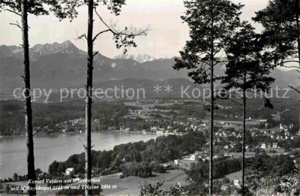 Velden Woerthersee mit Mittagskogel und Triglav
