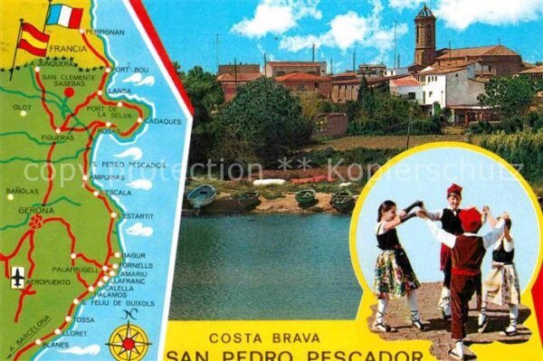 San Pedro Pescador Teilansicht Trachtengruppe Gebietskarte