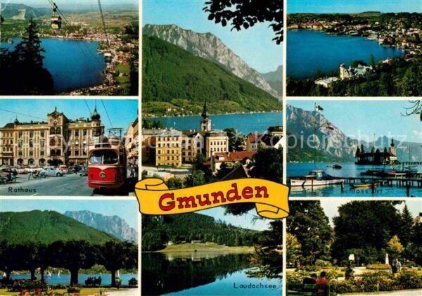 Gmunden Salzkammergut Seilbahn Panorama Rathaus Schloss Ort L