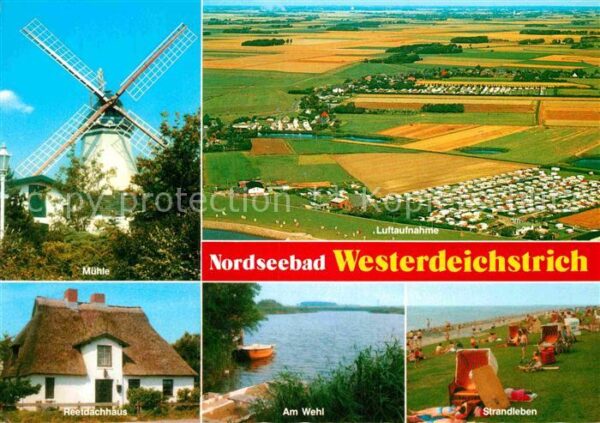 Westerdeichstrich Mühle Fliegeraufnahme Reetdachhaus Am W