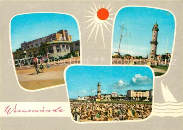 Warnemuende Ostseebad Kurhaus Leuchtturm Strand mit Ferienhei