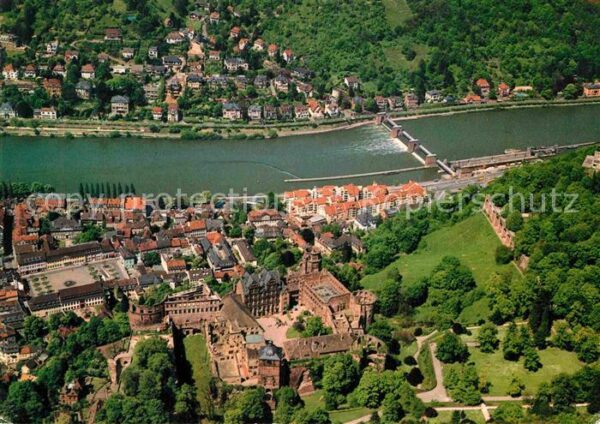 Heidelberg Neckar Fliegeraufnahme mit Schloß