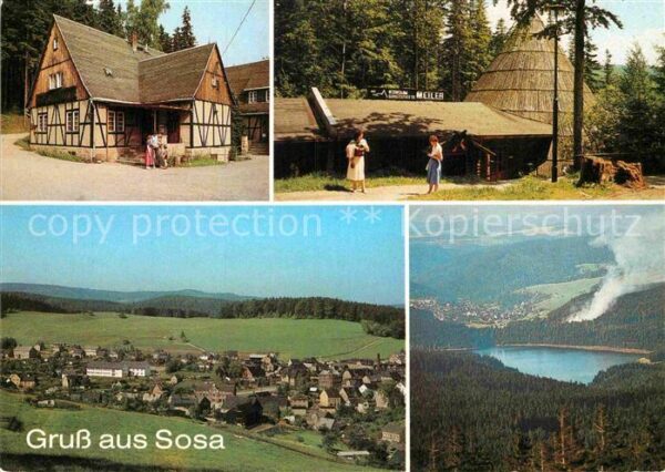 Sosa Erzgebirge Köhlerhütte Meiler Blick vom Auersberg