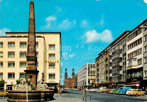 Mainz Rhein Grosse-Bleiche mit Neubrunnen und Peter