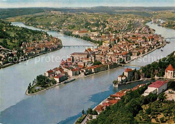 Passau Fliegeraufnahme Dreiflüsse- und Nibelun